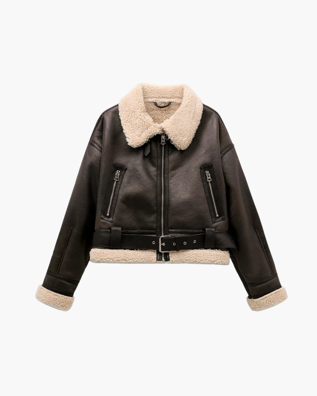 Aurora | Elegante Damen-Vintage-Aviatorjacke aus Kunstleder