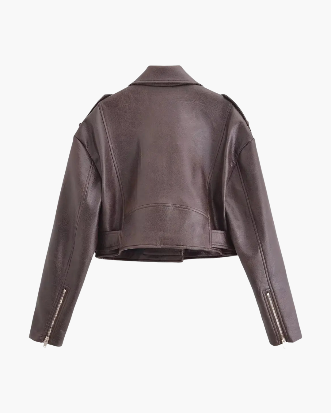 Aria | Elegante Damen-Cropped-Kunstlederjacke mit Gürtel