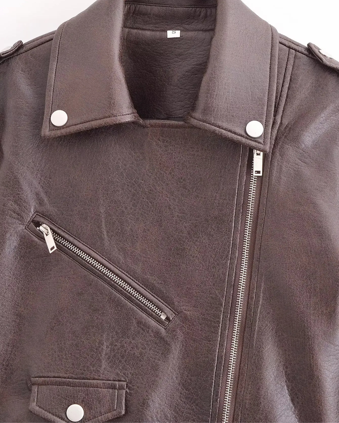 Aria | Elegante Damen-Cropped-Kunstlederjacke mit Gürtel